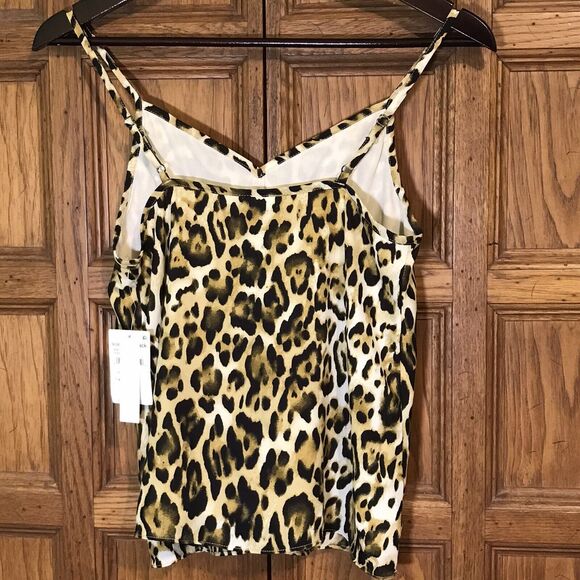 Abound Leopard Print Tank Top Women's XXS Black Tan Spaghetti Strap Adj. Cami - Picture 7 of 10
